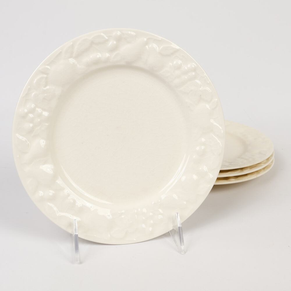Lot of 4 Corning Designs Japan Vineyard Trellis 7-3/4" Ceramic Side Plates White